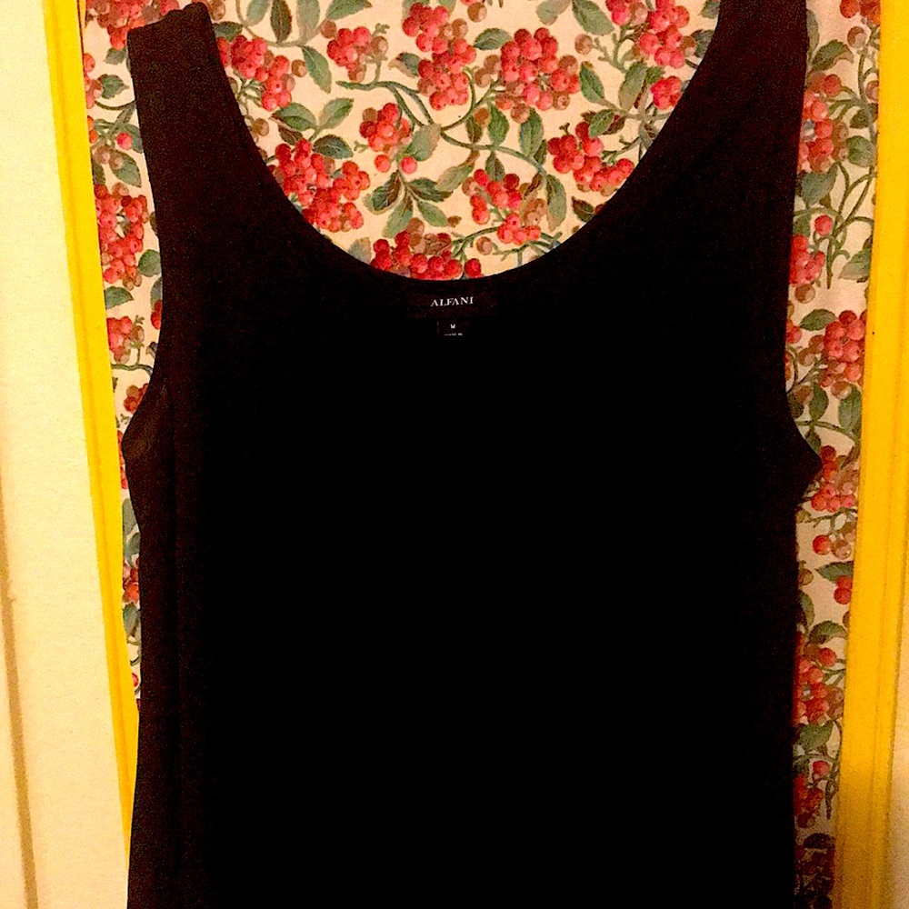 Alfani Med Black Light Weight Sheer Poly Tunic